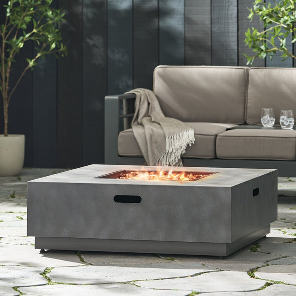 English Elm Square Iron Propane Fire Pit 50000 Btu Powder Coated Outdoor Patio Gathering 62838.00CONRT-50K_67760.00CONR