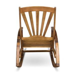 English Elm Christopher Knight Home® - Outdoor Acacia Wood Rocking Chair with Retractable Footrest, Durable Weather-Resistant Porch Patio Seating Comfortably Teak 63337.00