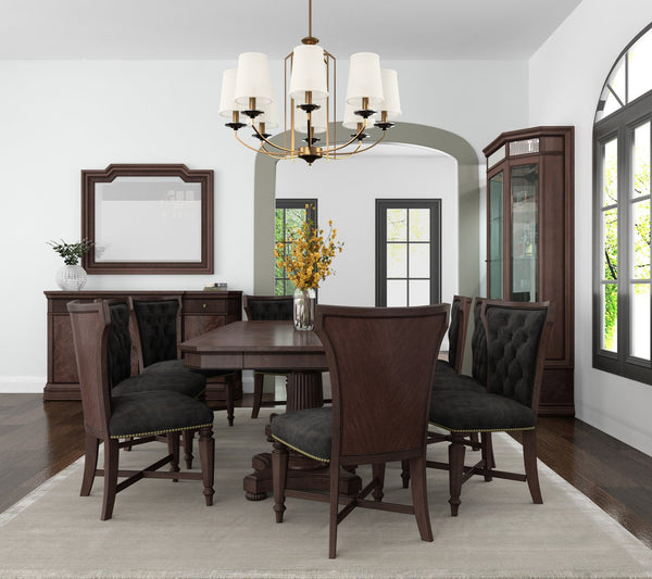 A.R.T. Furniture Revival Elegant Dual Pedestal Dining Table With Storage, Extendable Design & Stunning Mahogany Finish Brown Rubberwood Solids,Quarter Mahogany Veneer,Resin 328221-1730