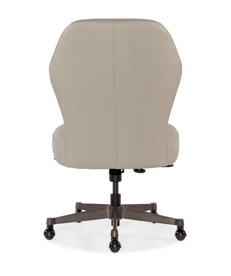 Hooker Furniture Executive Swivel Tilt Chair With Bali Harvest Leather, Gunmetal Base, Smooth Casters For Ergonomic Style Beige EC370-090