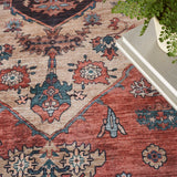 Nourison Brilliance Machine Washable WSB03 Machine Made Power-loomed Ornamental Border Indoor Only Vintage Bohemian Rug Rust Multicolor, Rust Multicolor 100% Polyester 99446117182