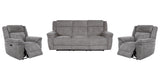 Parker House Richland - Bristol Grey Power Reclining Sofa And Two Recliners Grey 100% Polyester (S) Mric-311ph-brgr