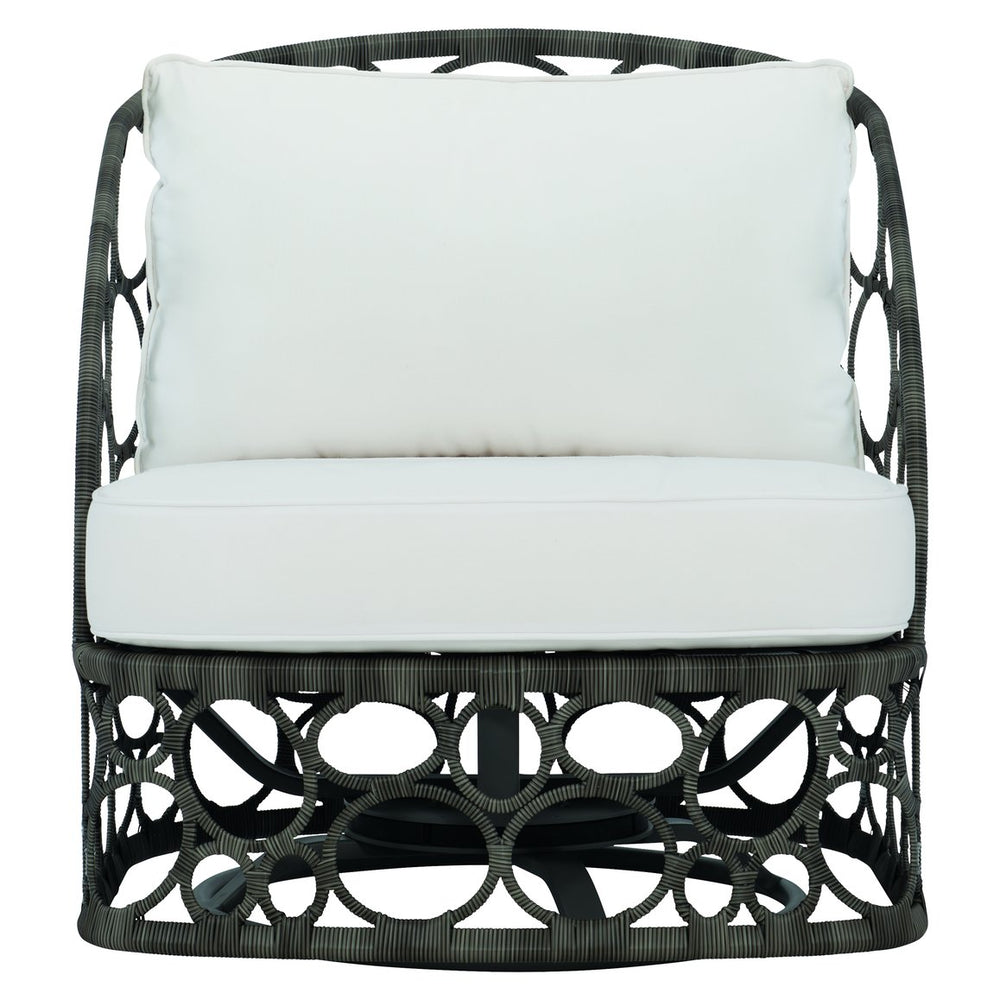 Bernhardt Bernhardt Bali Outdoor Swivel Chair — All-Weather Wicker Peppercorn, Concealed 360° Swivel, Plush Cushions - Made to Order OP212SC