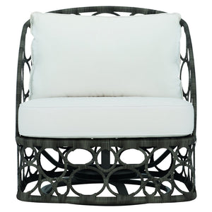 Bernhardt Bernhardt Bali Outdoor Swivel Chair — All-Weather Wicker Peppercorn, Concealed 360° Swivel, Plush Cushions - Made to Order OP212SC