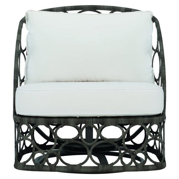 Bernhardt Bernhardt Bali Outdoor Swivel Chair — All-Weather Wicker Peppercorn, Concealed 360° Swivel, Plush Cushions - Made to Order OP212SC