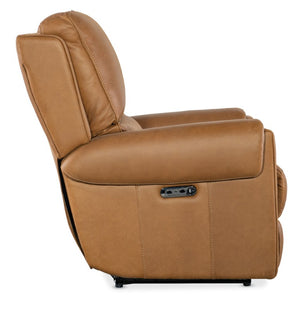 Hooker Furniture Somers Power Recliner Featuring Zero-Gravity Recline, Adjustable Headrest, Nubuck Leather, Usb Port Light Brown SS718-PHZ1-080