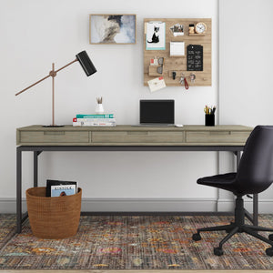 English Elm Banting Mid-Century Modern Desk - Stylish Distressed Grey Finish With Ample Storage & Space B136P158459