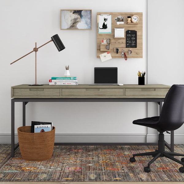 English Elm Banting Mid-Century Modern Desk - Stylish Distressed Grey Finish With Ample Storage & Space B136P158459