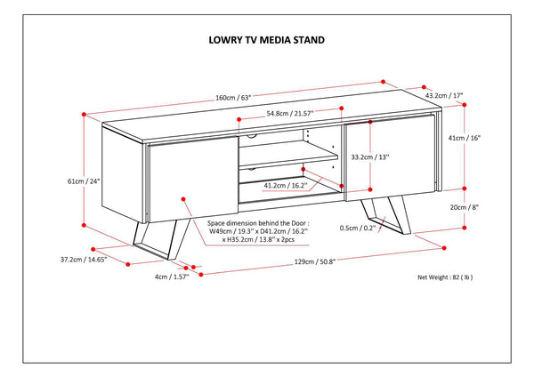 English Elm Lowry Tv Media Stand - Vintage Industrial White Acacia With Metal Accents For Modern Living Rooms B136P158867