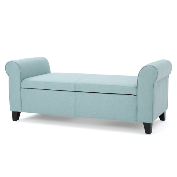 English Elm Hayes Upholstered Storage Bench with Rolled Arms for Entryway Bedroom or Living Room 57735.00LBL