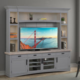 Parker House Americana Modern - Dove 92 In. TV Console Dove with Weathered Natural Top Poplar Solids / Birch Veneers with Oak Top AME#92-DOV