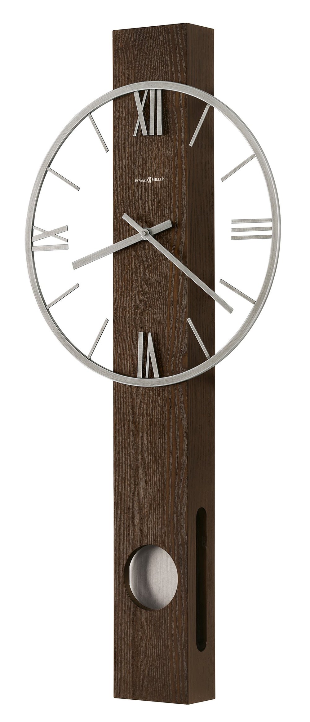 Hekman Furniture 625763 Modern Tall Wall Clock With Aged Silver Dial & Unique Pendulum Design For Sophisticated Decor  Halo Wall Clock 625763