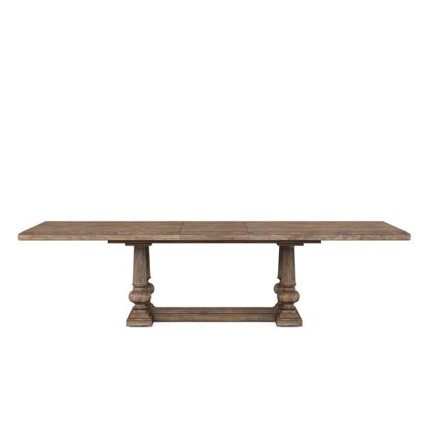 A.R.T. Furniture Architrave Trestle Dining Table – Elegant Almond Finish, Expandable From 96" To 136" For Gatherings! Brown Material, Pine Solids And Veneer,Resin 277238-2608