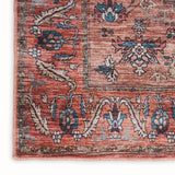 Nourison Brilliance Machine Washable WSB03 Machine Made Power-loomed Ornamental Border Indoor Only Vintage Bohemian Rug Rust Multicolor, Rust Multicolor 100% Polyester 99446117120