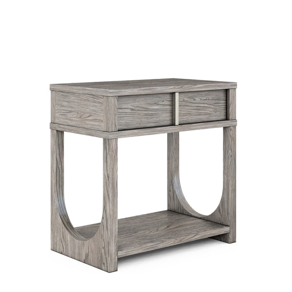 A.R.T. Furniture Vault Small Nightstand - Stylish Mink Finish With Usb Charger, Soft-close Drawer, And Fixed Shelf Gray Parawood Solids,White Oak Veneers 285141-2354