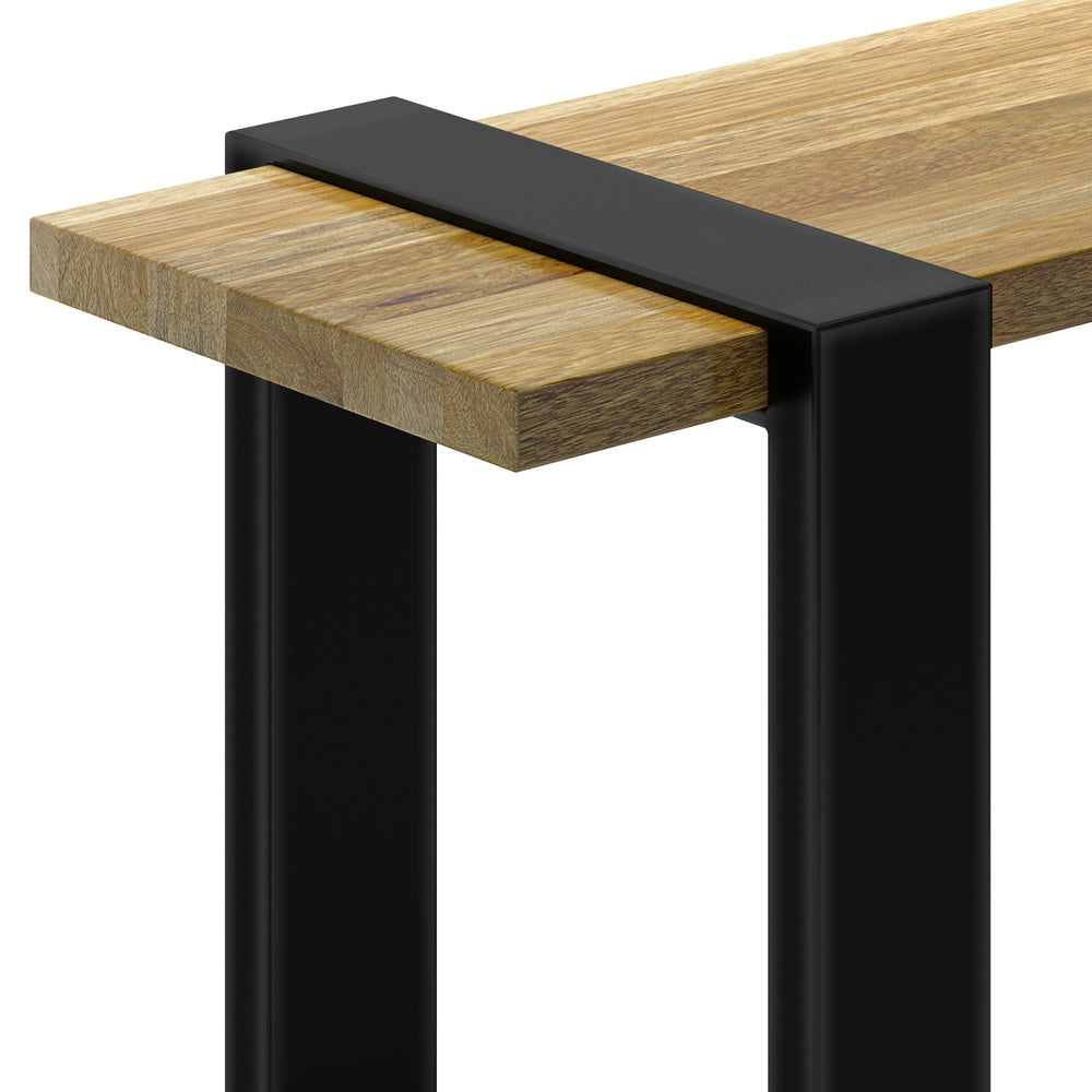 English Elm Nessa Solid Acacia Bench in Natural Finish — Handcrafted Industrial Entryway Seat with Metal Legs, 42" B136P159010