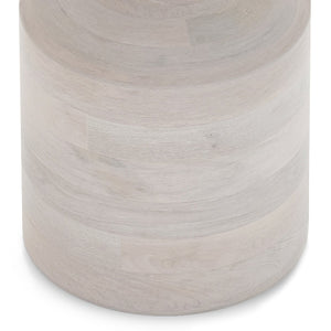 English Elm Haynes Solid Mango Accent Table – Handcrafted Sculptural Wood End Table, Boho Style, Multipurpose White B136P158441