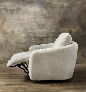Hooker Furniture Bonnie Petite Swivel Chair With Motorized Hidden Footrest, Faux-Fur Upholstery & Black Metal Base CC610-PFSW-470