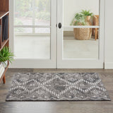 Nourison Brixton BRX01 Machine Made Loom-woven Tribal Border Indoor Only Modern & Contemporary Bohemian Rug Gray, Gray 64% Polyester,34% Cotton,2% Other 99446887061