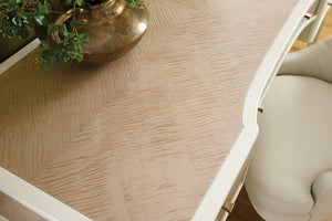 Hooker Furniture Hera Almond White Writing Desk With Figured Maple Accents, 5 Drawers & Flexible Left/Right Surface 6052-10459-80