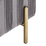 Homelegance By Top-Line Benicio Gold Finished and Grey Pleated Velvet Lift-Top Storage Bench Grey Velvet