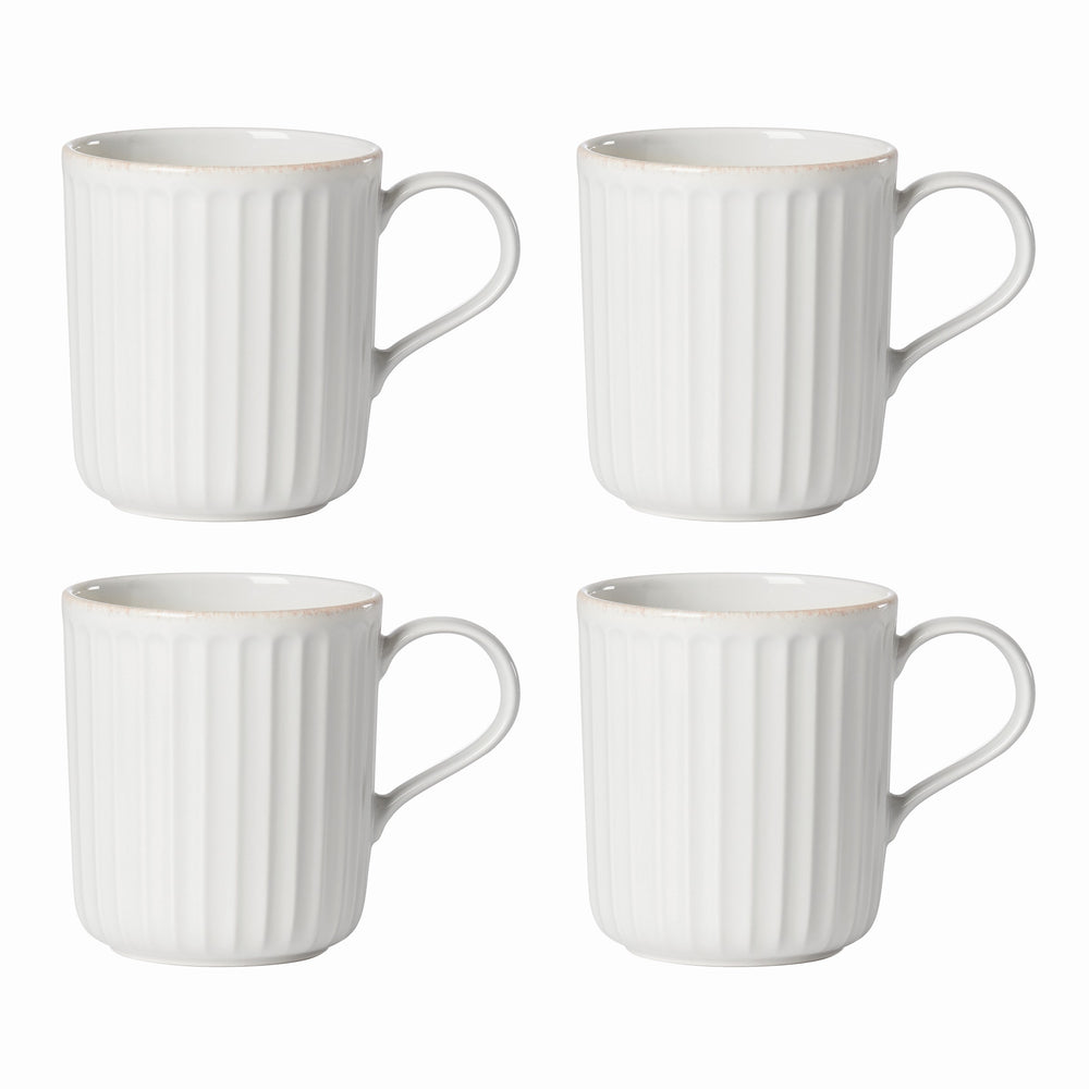 Lenox French Perle Scallop 4-Piece Mug Set White, WHITE STONEWARE 893549