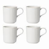 French Perle Scallop 4-Piece Stoneware Mug Set, Microwave & Dishwasher Safe