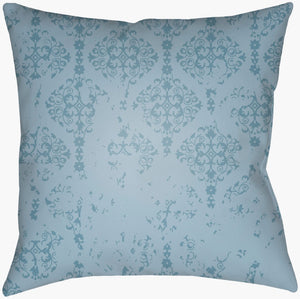 Livabliss Moody Damask Woven Accent Pillow Old World Texture for Farmhouse Transitional Decor Sky Blue, Ice B 18"L x 18"W DK014-1818