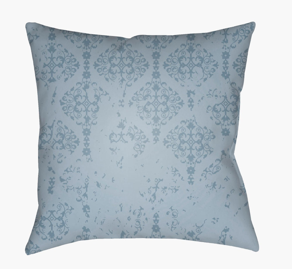 Livabliss Moody Damask Woven Accent Pillow Old World Texture for Farmhouse Transitional Decor Sky Blue, Ice B 18"L x 18"W DK014-1818