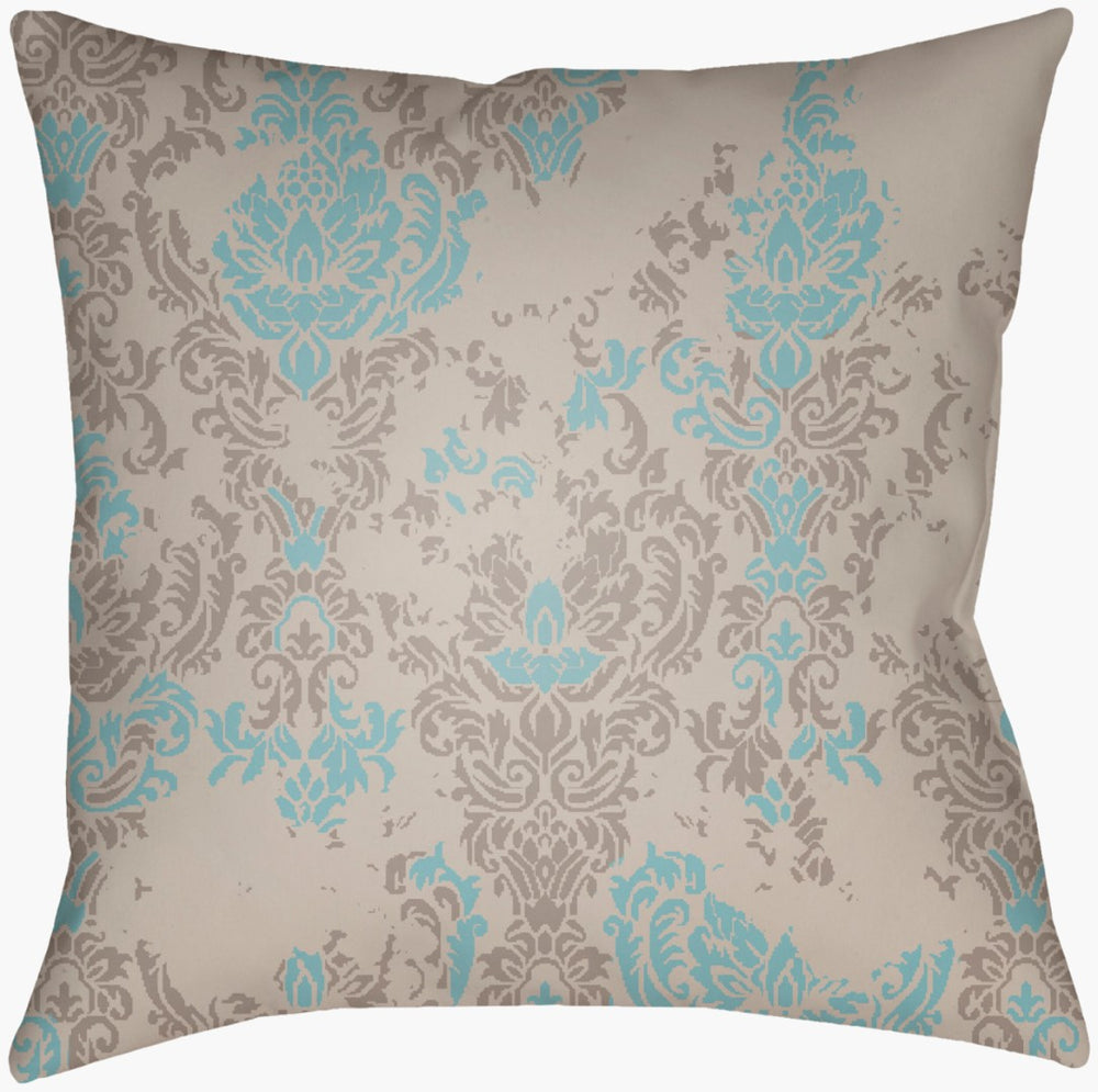 Livabliss Moody Damask Woven Polyester Accent Pillow Farmhouse Rustic Square Throw Decor Aqua, Dusty Sag 18"L x 18"W DK018-1818