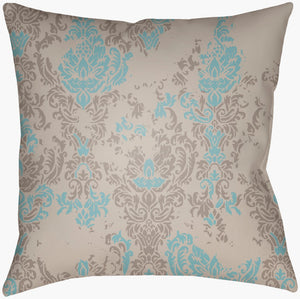 Livabliss Moody Damask Woven Polyester Accent Pillow Farmhouse Rustic Square Throw Decor Aqua, Dusty Sag 18"L x 18"W DK018-1818