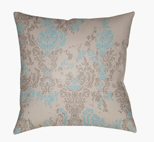 Livabliss Moody Damask Woven Polyester Accent Pillow Farmhouse Rustic Square Throw Decor Aqua, Dusty Sag 20"L x 20"W DK018-2020