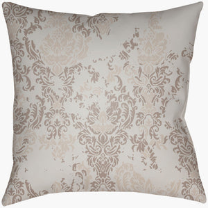 Livabliss Moody Damask Woven Polyester Accent Pillow Rustic Farmhouse Texture for Living Rooms Light Gray, Dus 18"L x 18"W DK026-1818
