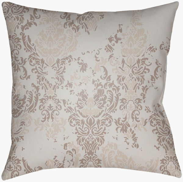 Livabliss Moody Damask Woven Polyester Accent Pillow Rustic Farmhouse Texture for Living Rooms Light Gray, Dus 18"L x 18"W DK026-1818