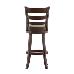 Homelegance By Top-Line Wyatt Ladder Back Linen Swivel 29-inch Height Bar Stool Beige Rubberwood