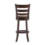 Homelegance By Top-Line Wyatt Ladder Back Linen Swivel 29-inch Height Bar Stool Beige Rubberwood