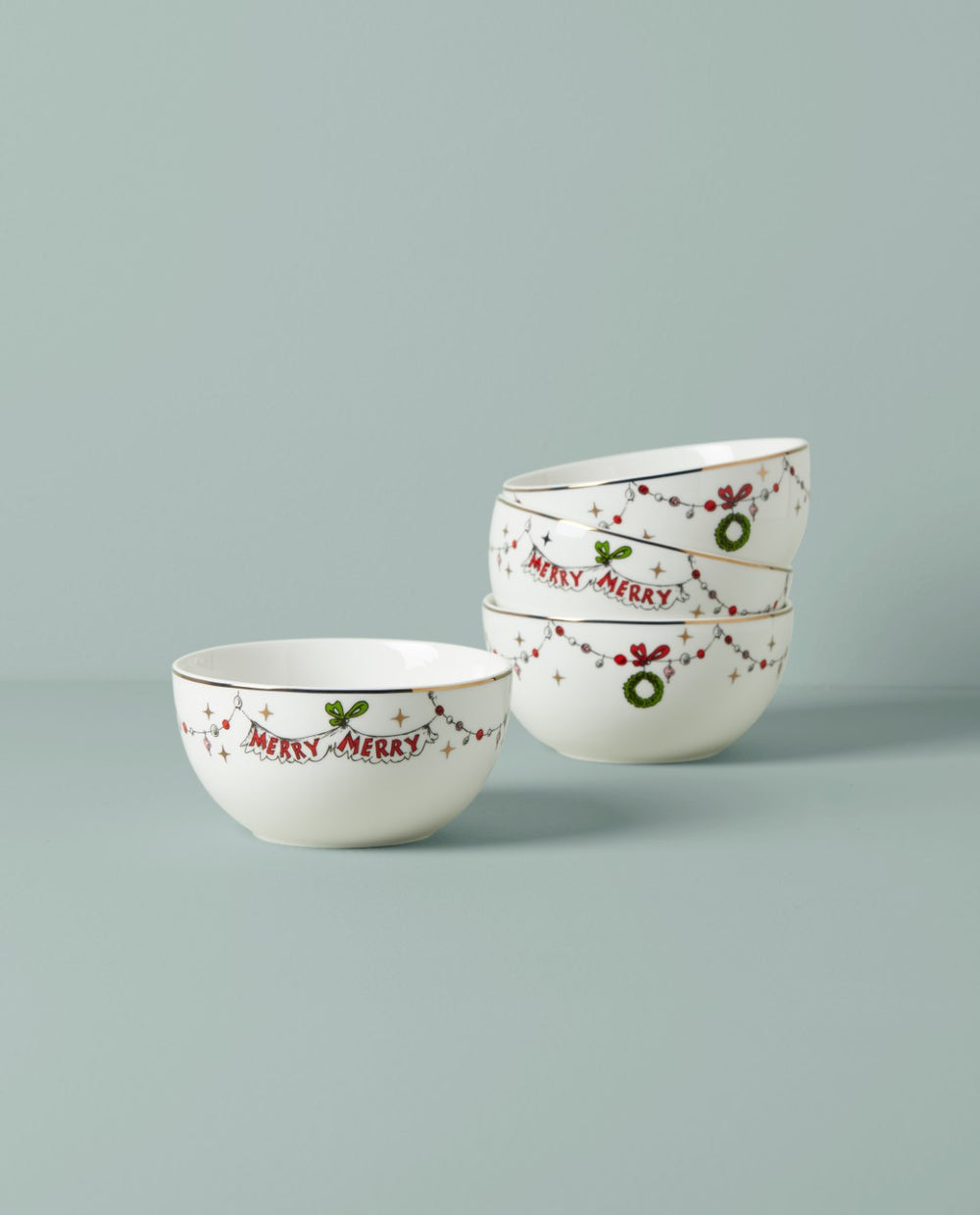 Lenox Merry Grinchmas Assorted All-Purpose Bowls, Set of 4 Green, IVORY PORCELAIN 894167