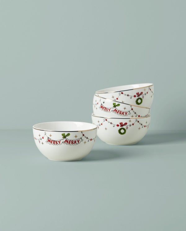 Lenox Merry Grinchmas Assorted All-Purpose Bowls, Set of 4 Green, IVORY PORCELAIN 894167