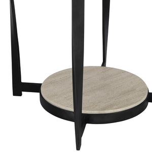 Bernhardt Bernhardt Round Berkshire Side Table With Laminated Stone Tops, Twisted Pewter Steel Legs, 27" 405125
