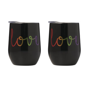 Lenox Cambridge 12 Oz "Love" Script Wine Tumblers, Black, Set of 2 NO COLOR METAL EPRD10CB2DS