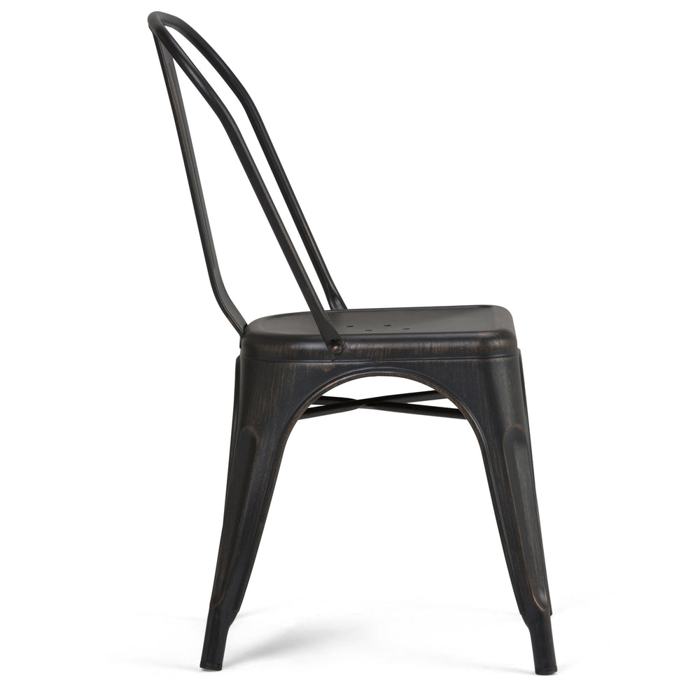 English Elm Fletcher - Industrial Metal Dining Side Chair Set Of 2 - Distressed Black & Copper Finish Style B136P158660
