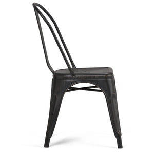 English Elm Fletcher - Industrial Metal Dining Side Chair Set Of 2 - Distressed Black & Copper Finish Style B136P158660