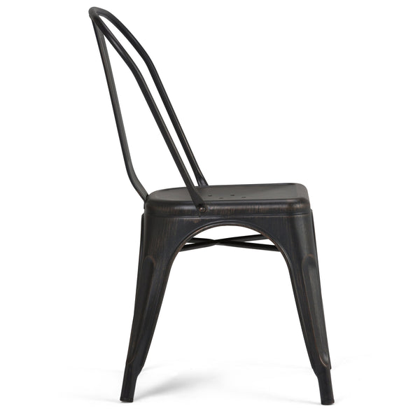 English Elm Fletcher - Industrial Metal Dining Side Chair Set Of 2 - Distressed Black & Copper Finish Style B136P158660