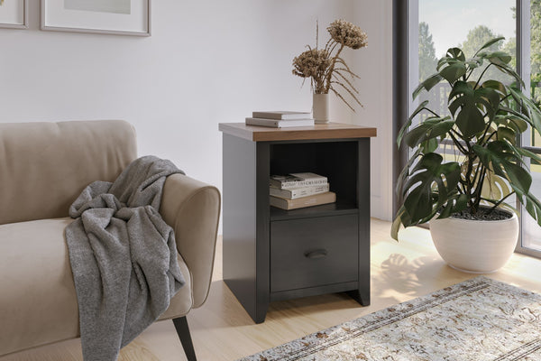 Legends Furniture Bridgevine Home Essex 22 Inch 1-drawer File, No Assembly Required, Black And Whiskey Finish Black Poplar Solids And Okoume Veneers Es6805.Swk