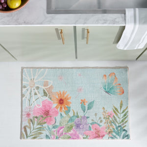 Safavieh Door And Kitchen Mat 338 Power Loomed Washable Rug Aqua / Pink DKM338J-3