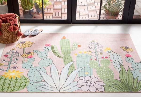 Safavieh Door And Kitchen Mat 373 Power Loomed Washable Rug Pink / Green DKM373U-3