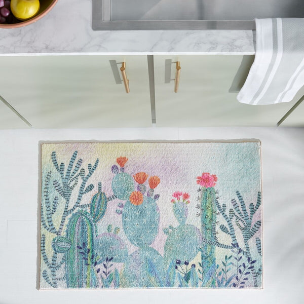 Safavieh Door And Kitchen Mat 376 Power Loomed Washable Rug Fuchsia / Turquoise DKM376R-3