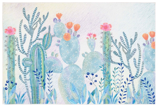 Safavieh Door And Kitchen Mat 376 Power Loomed Washable Rug Fuchsia / Turquoise DKM376R-3