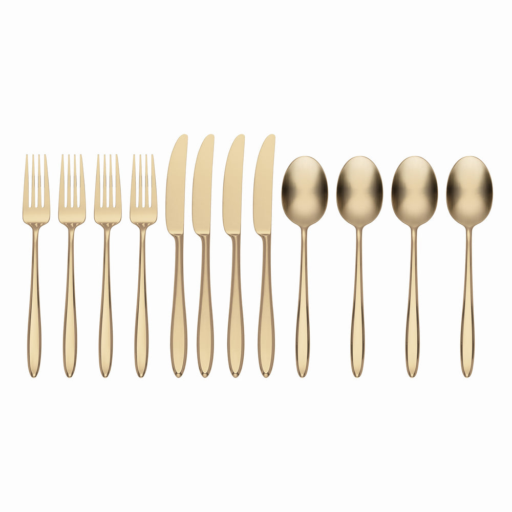 Lenox Hampton Forge Ayla Champagne 12 Piece Flatware Set Metallic, GOLD METAL 894844