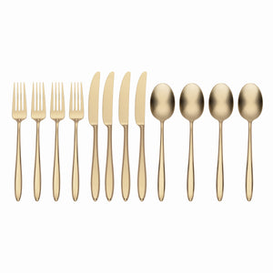 Lenox Hampton Forge Ayla Champagne 12 Piece Flatware Set Metallic, GOLD METAL 894844